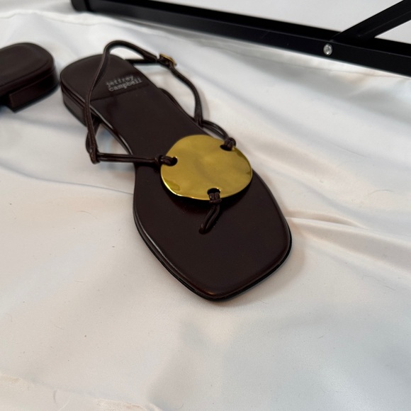 Jeffrey Campbell Black Sandals with Gold Disc Detail - Picture 5 of 7